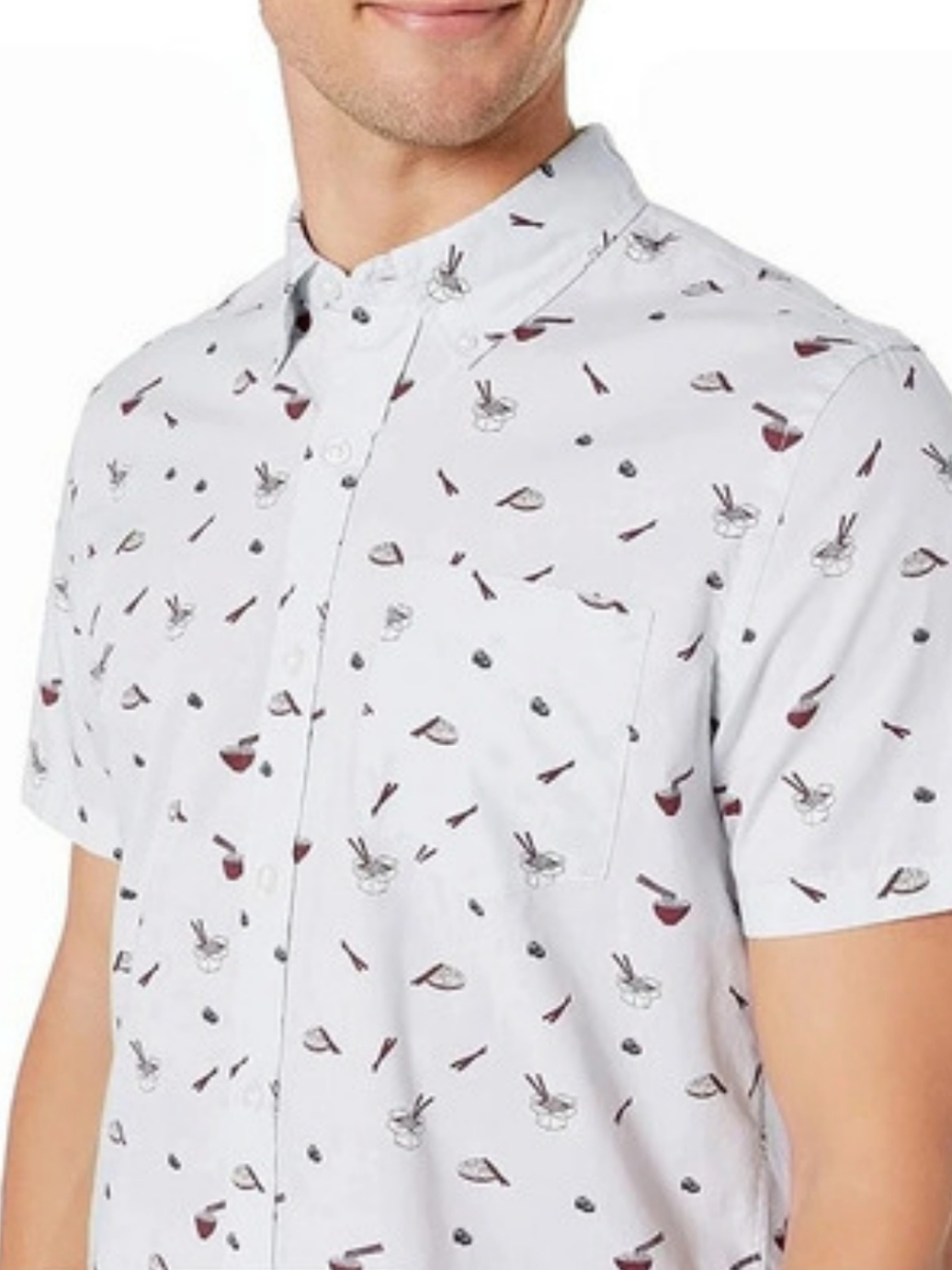 Goodthreads Men's Standard-Fit Short-Sleeve Printed Cotton Sushi Dumplings Ramen